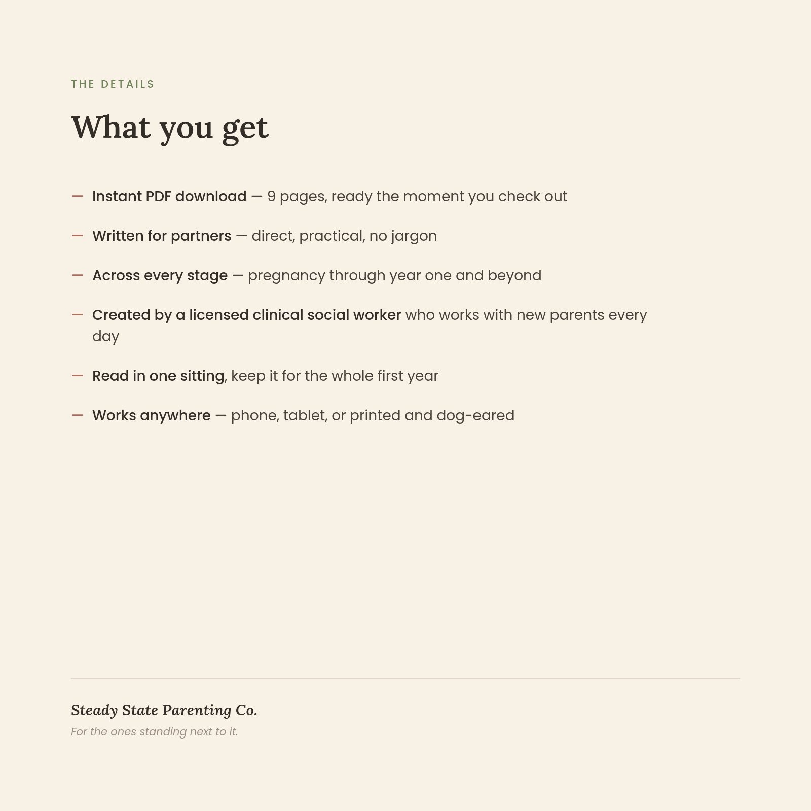 Partner Guide: Be Their Steady (A partner's guide to supporting pregnancy & postpartum)